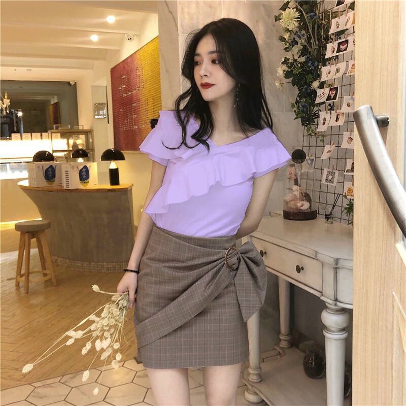 Summer V-Neck Off-Shoulder T-Shirt for Women - Chic Style